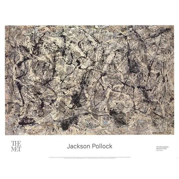 Abstract 2016 Jackson Pollock 'Number 28' Abstract Black & White USA Offset Lithograph For Sale - Image 3 of 3