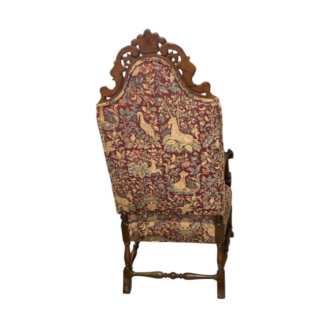Renaissance Style Unicorn and Lion Head Hall Throne Chair Circa 1900 For Sale - Image 9 of 9