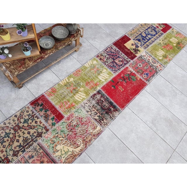 Red 1960s Anatolian Handknotted Oushak Runner For Sale - Image 8 of 10