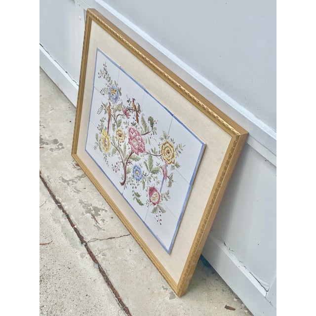 Vintage Framed Portuguese Floral Tiles For Sale - Image 10 of 12