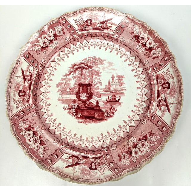Victorian Antique Staffordshire Red Transferware Canova Plates by T. Mayer, Set of 6 For Sale - Image 3 of 15