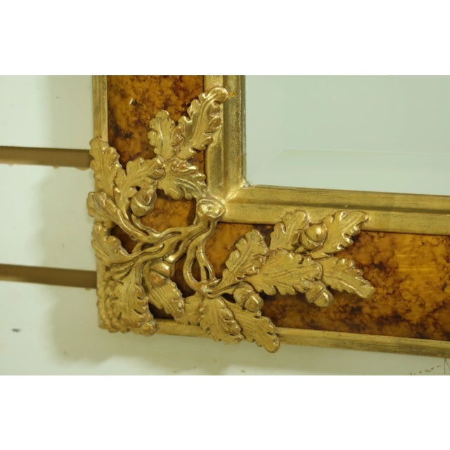 Gold Leaf & Faux Painted Beveled Glass Rectangular MIrror For Sale - Image 4 of 8