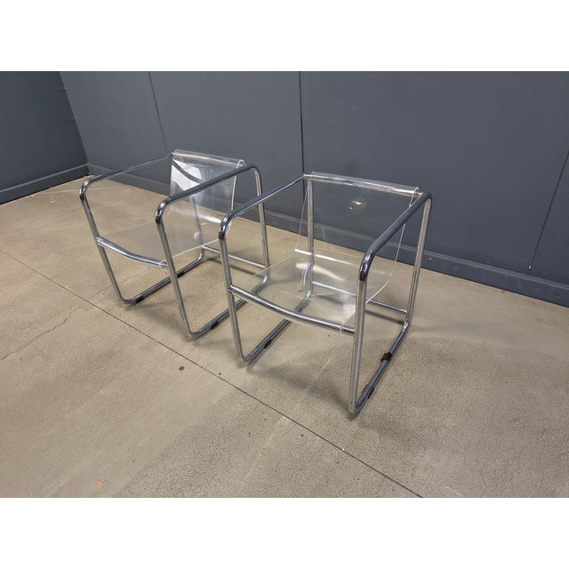 Acrylic Glass and Tubular Chrome Armchairs, 1970s, Set of 2 For Sale - Image 11 of 13