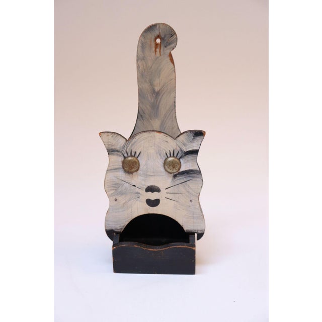 Vintage Outsider Art Carved "Cat" Matchbook Holder For Sale - Image 11 of 12