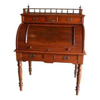 Art Deco Walnut Cylinder Desk For Sale