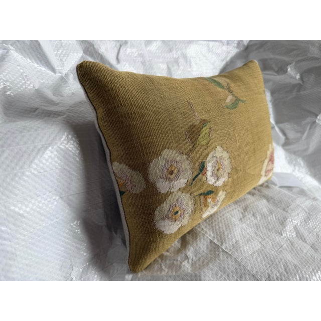 Antique French Aubusson Floral Tapestry Pillow, Circa 1850 For Sale - Image 4 of 7