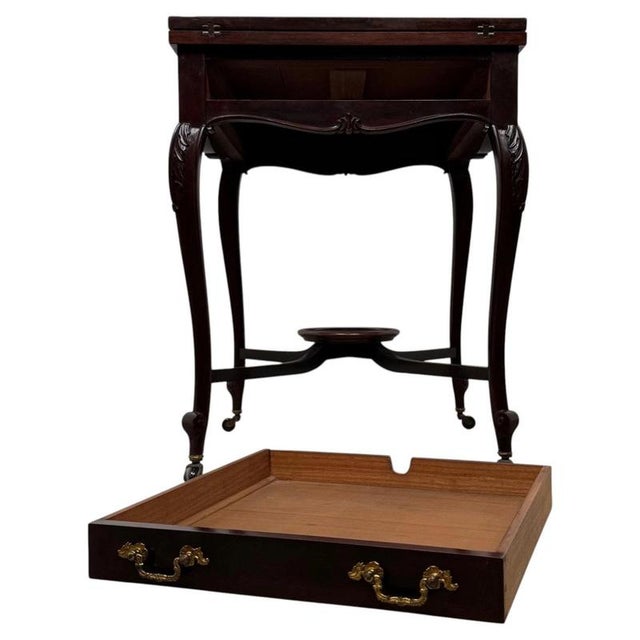 20th Century English Mahogany Envelope Card Table, 1890s For Sale - Image 3 of 13