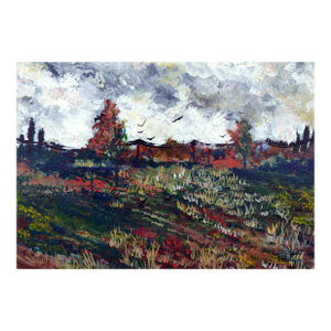 Vintage Landscape -- Blooming Wildflower Field by Connie Jean Fielding