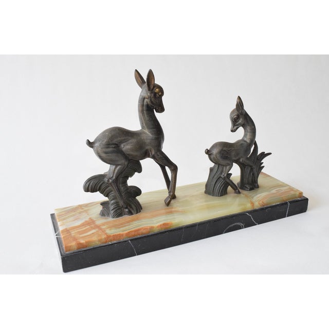 Stone Art Deco Deer Figurine on Marble Base by Zalmac For Sale - Image 7 of 9