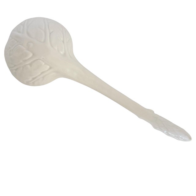 Rare Vintage Fitz and Floyd White Cabbage Leaf Soup Tureen With Asparagus Ladle For Sale - Image 9 of 12