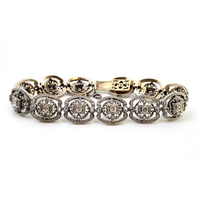 Art Deco 19.2K Gold Bracelet with Diamond Paddle For Sale - Image 9 of 10