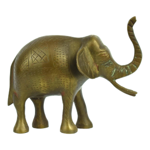 Mid 20th Century Solid Brass Lucky Trunk Up Elephant Figurine