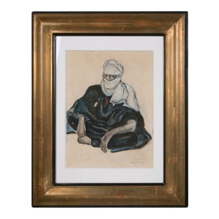 Touareg in Hoggar Gouache by Monique Cras, Art Deco, 1942 For Sale