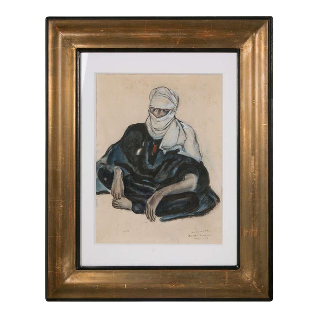 Touareg in Hoggar Gouache by Monique Cras, Art Deco, 1942 For Sale