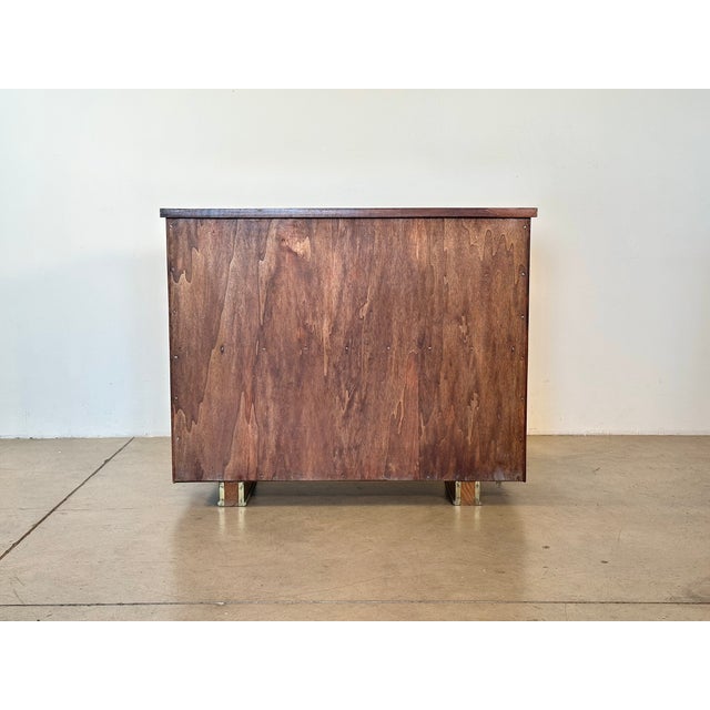 Wood Vintage Walnut and Brass Bookcase, 1950s For Sale - Image 7 of 18