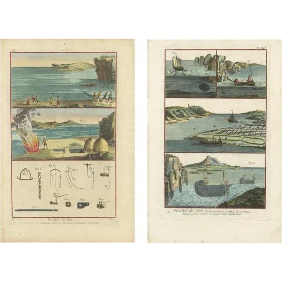 Panckoucke, Maritime Harvest: Illustrated Techniques, 1793, Prints, Set of 2 For Sale