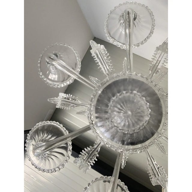 Transparent Murano-Style Venetian Glass Chandelier Featuring Fern (“Felci”) Leaves For Sale - Image 9 of 13