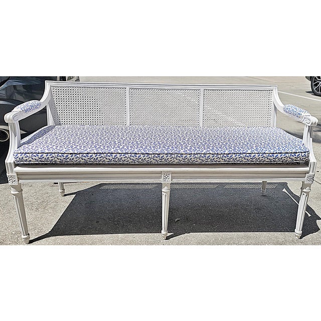 1920s French Louis XVI Style Caned Sette Bench For Sale - Image 11 of 12