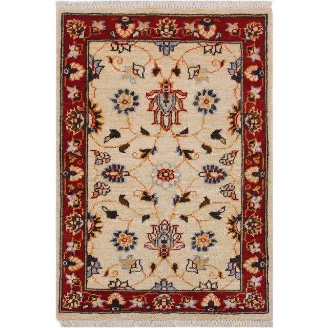 1990s Boho Chic 1990s Vintage Floral Ziegler Kafkaz Wool Rug - 2′ × 2′11″ For Sale - Image 9 of 9