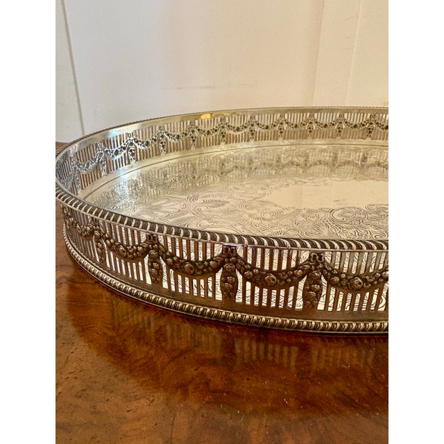 1900 - 1909 Small Antique Edwardian Silver Plated Tea Tray, 1900 For Sale - Image 5 of 7