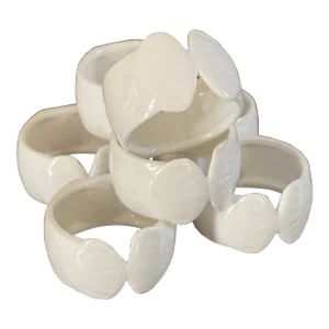 Vintage Sigma Bone China White Shell Napkin Rings- Set of 7