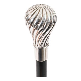Antique French Silver-Plated Walking Stick Cane For Sale