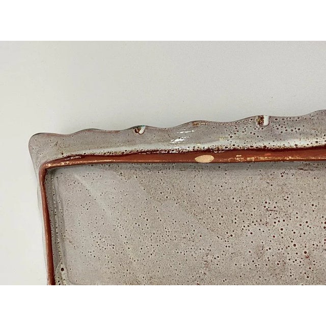 Beige Ceramic Platter with Flower Decor, France, 1960s For Sale - Image 8 of 9