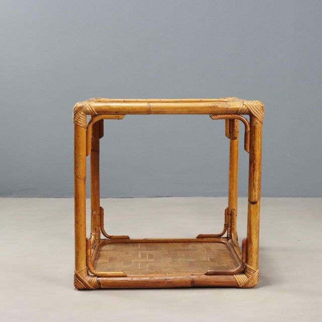 Wicker and Bamboo Coffee Table, 1970s For Sale - Image 11 of 12