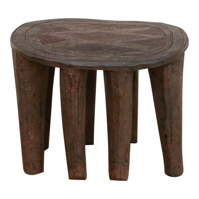 Round Artisanal African Side Table For Sale