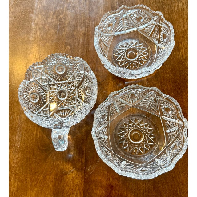 Early 20th Century Early 20th Century American Brilliant Nappy Bowls - Set of 3 For Sale - Image 5 of 12