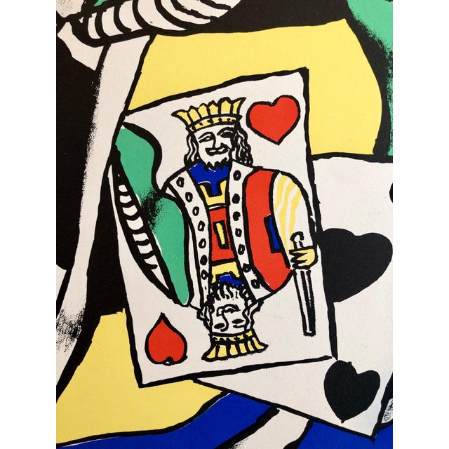 Bright vibrant blue, orange, red, yellow, green lithograph in color. This is signed in the plate and dated. Leger's...