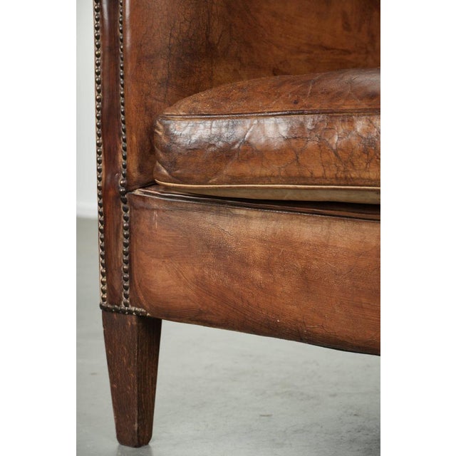 Vintage Club Chair in Sheepskin Leather For Sale - Image 13 of 14