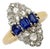 Late 19th Century Victorian 18k Gold Rose Cut Diamond and Sapphire Navette Ring, Size 6.5 For Sale