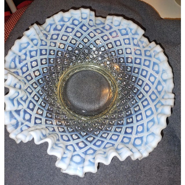 Large Fenton Opalescent Hobnail Ruffled Edged Bow Early 20th Century L For Sale In Columbus, GA - Image 6 of 12