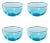 Sicilian 4-Piece Set Swirl Glass Serving Bowls, Sea Blue with Green Lip Wrap For Sale