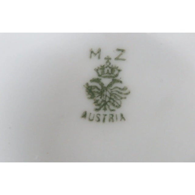 Mz Austria Porcelain Red Poppy Flowers Gold Decorative Plates Set of Two For Sale - Image 4 of 12