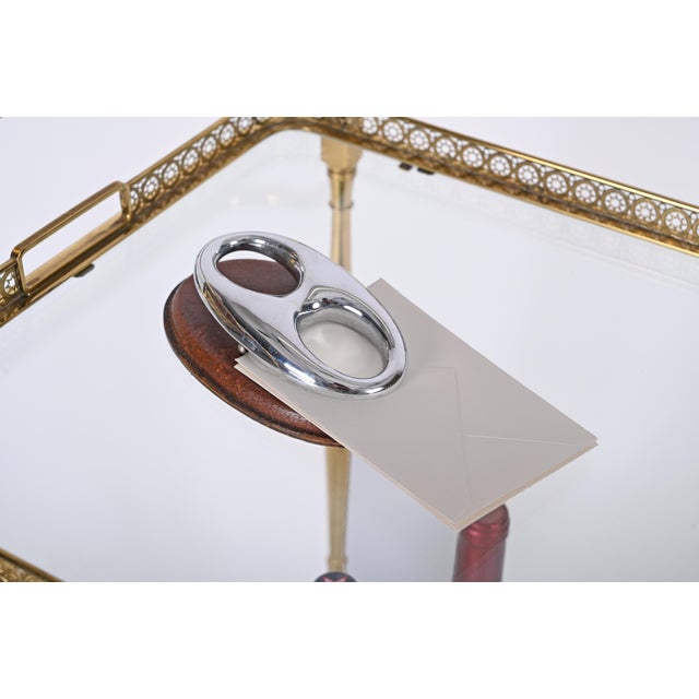 Brown Paper Clip in Leather and Steel by Franzi, Italy, 1970s For Sale - Image 8 of 18
