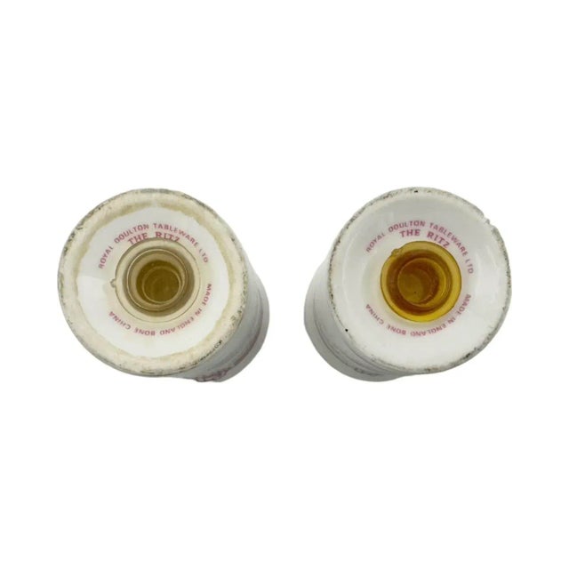White Vintage Hotel Ritz London Porcelain Royal Doulton Salt & Pepper Shakers- A Pair For Sale - Image 8 of 12