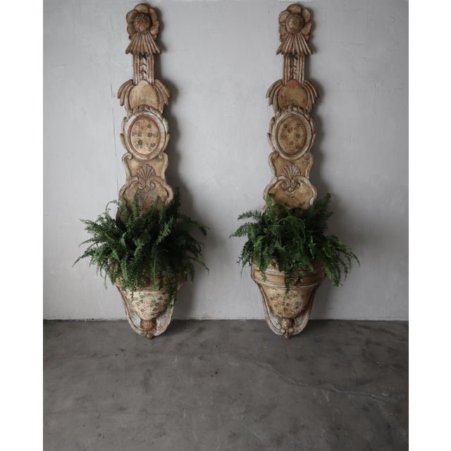 Rustic European 8ft Tall Pair of Antique European Wood Jardiniere Planters For Sale - Image 3 of 12