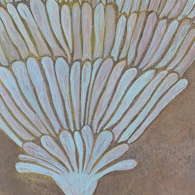 Abstract Botanical Acrylic Painting on Canvas, Framed 19" X 23 " Original Modern Organic Art by Tatiana Duperault For Sale In West Palm - Image 6 of 6