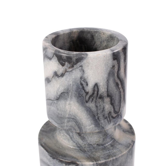 Kenneth Ludwig Chicago Modern Clarinda Marble Candle Holder- Tall For Sale - Image 4 of 9