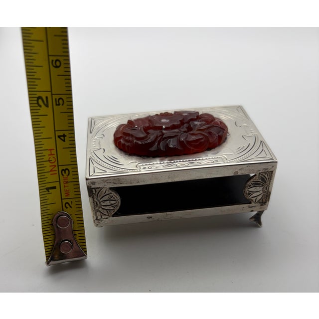Silver Early 20th Century Edward Farmer Sterling Silver & Carved Carnelian Matchbox Holder For Sale - Image 8 of 8