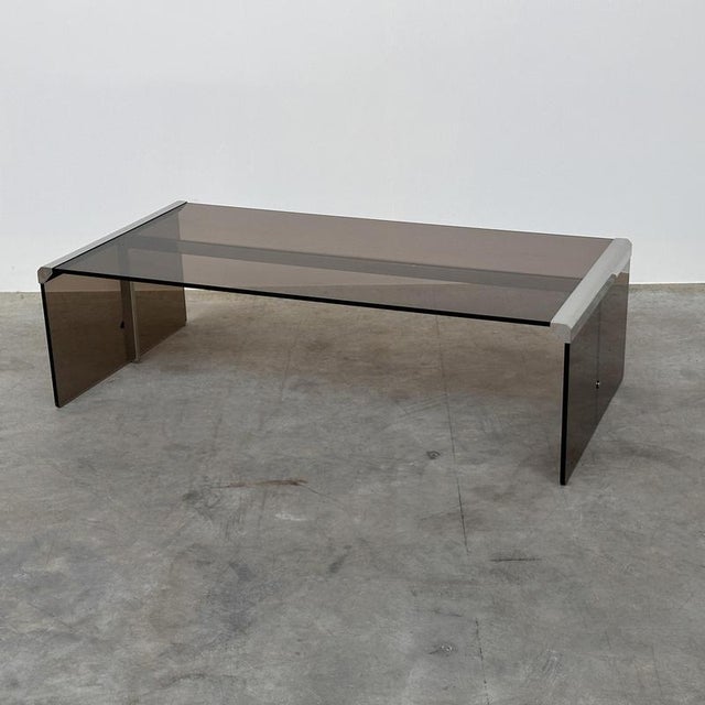 Smoked Glass Coffee Table with Chrome Details from Radice & Galotti, Italy, 1970s For Sale - Image 10 of 12