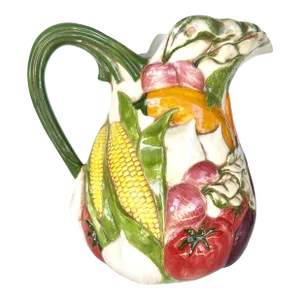 Vintage Ceramic Pitcher Jug Vegetables Multi Color Love Debbie Multicolor