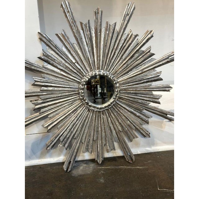 Silver Leaf Sunburst Mirrors For Sale - Image 4 of 7