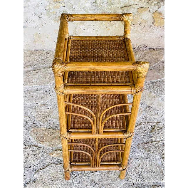 Vintage Bamboo and Rattan Three-Tier Shelf, 1970s For Sale - Image 12 of 18