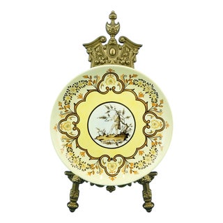 Large 20th Century Art Deco Ceramic Plate from CIA MANNA Turin, Italy, 1930s For Sale