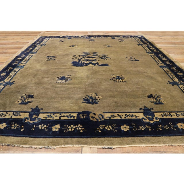 Taupe Antique Chinese Peking Rug - 08'03 x 09'07 For Sale - Image 8 of 10