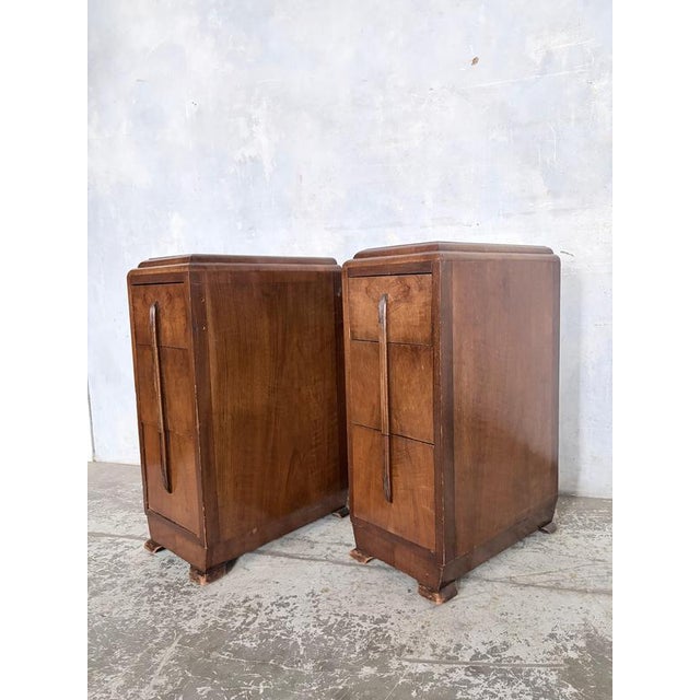 Art Deco Walnut Bedside Cabinets, 1930s, Set of 2 For Sale - Image 6 of 9
