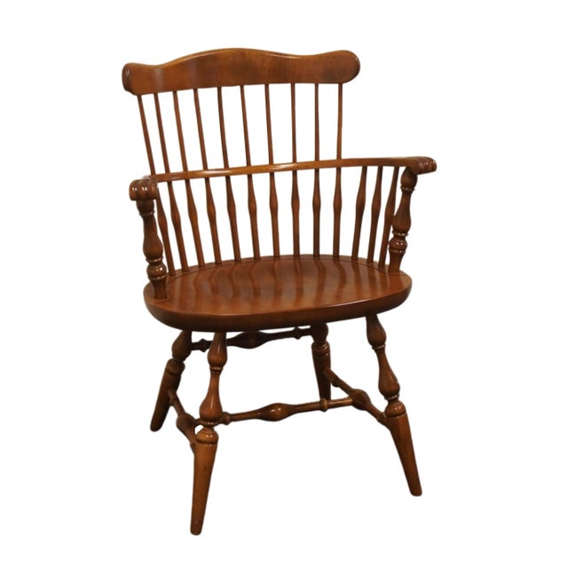 ETHAN ALLEN Heirloom Nutmeg Maple Comb Back Dining Arm Chair 10-6102A 32.75" High 25.5" Wide 21.5" Deep Seat: 17.5" High...